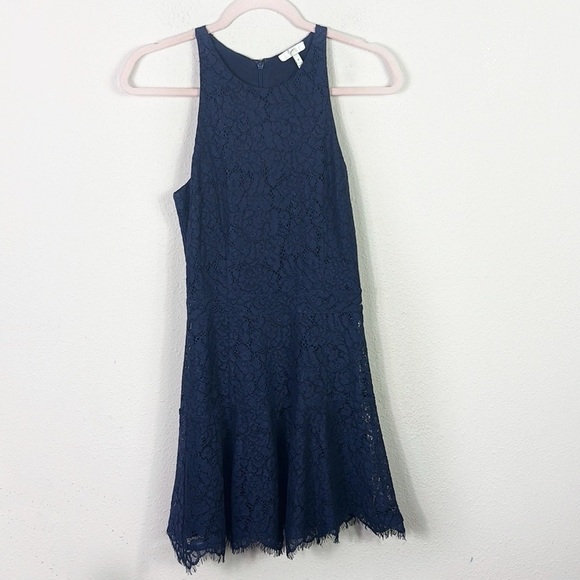Joie Navy Blue Lace Fit And Flare Sleeveless Dress size 0 - Picture 8 of 10